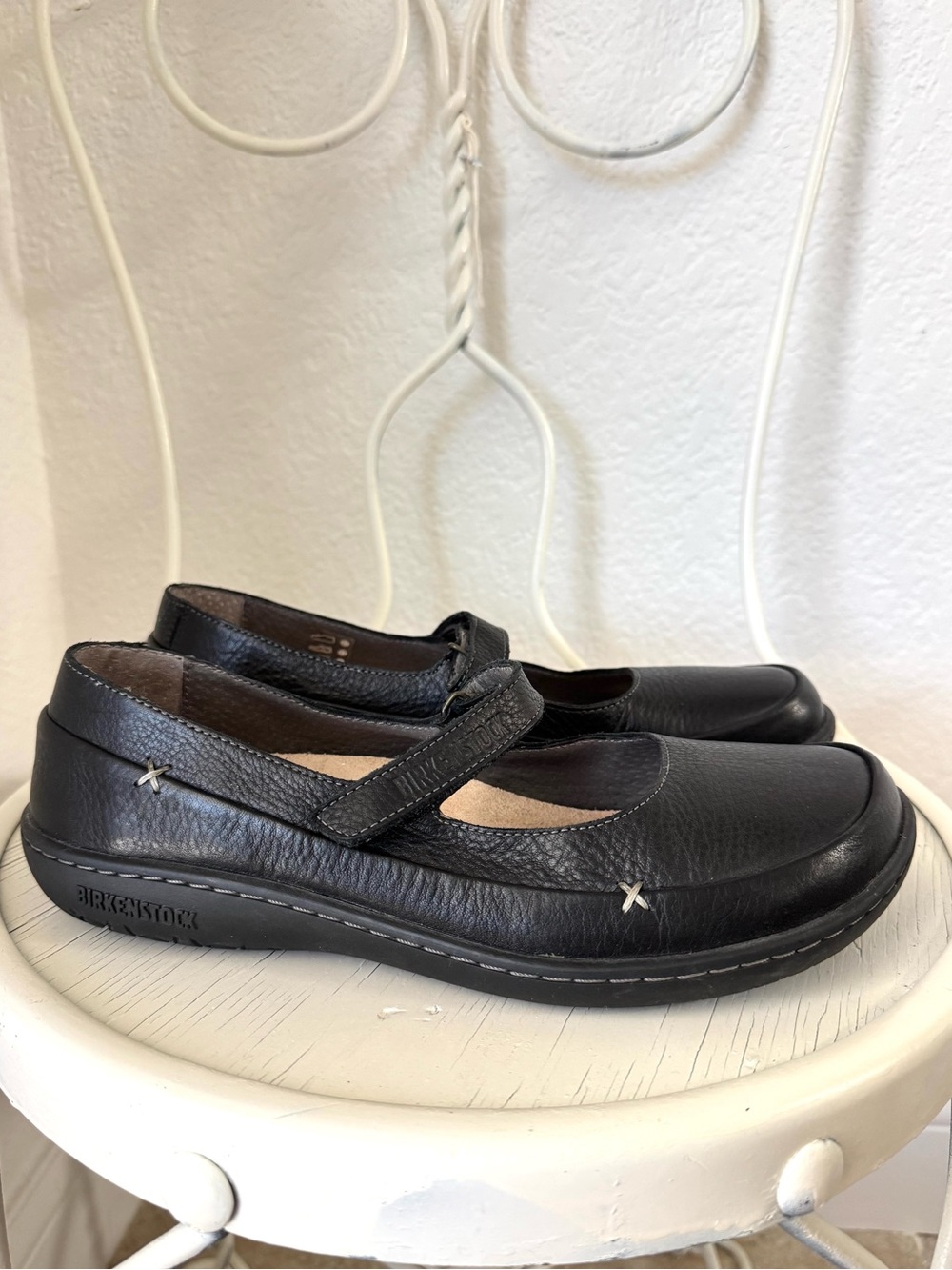 Birkenstock Iona Mary Jane Slip On Shoes Black Leather Women’s Size EU 40